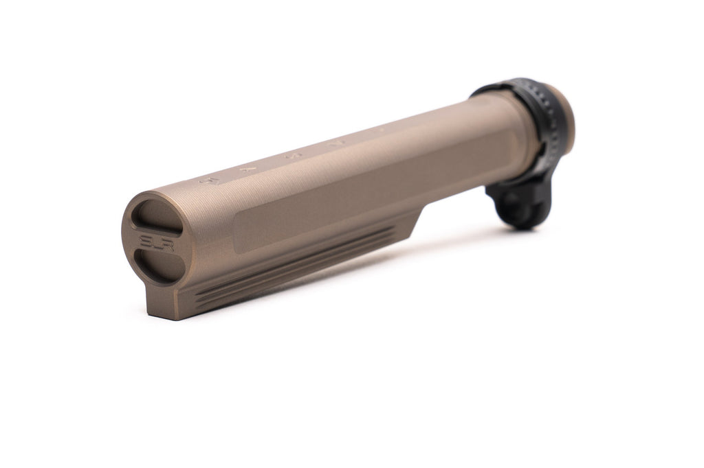 BUFFER TUBE, END PLATE & CASTLE NUT - BUFFER TUBE IS SMOKED BRONZE