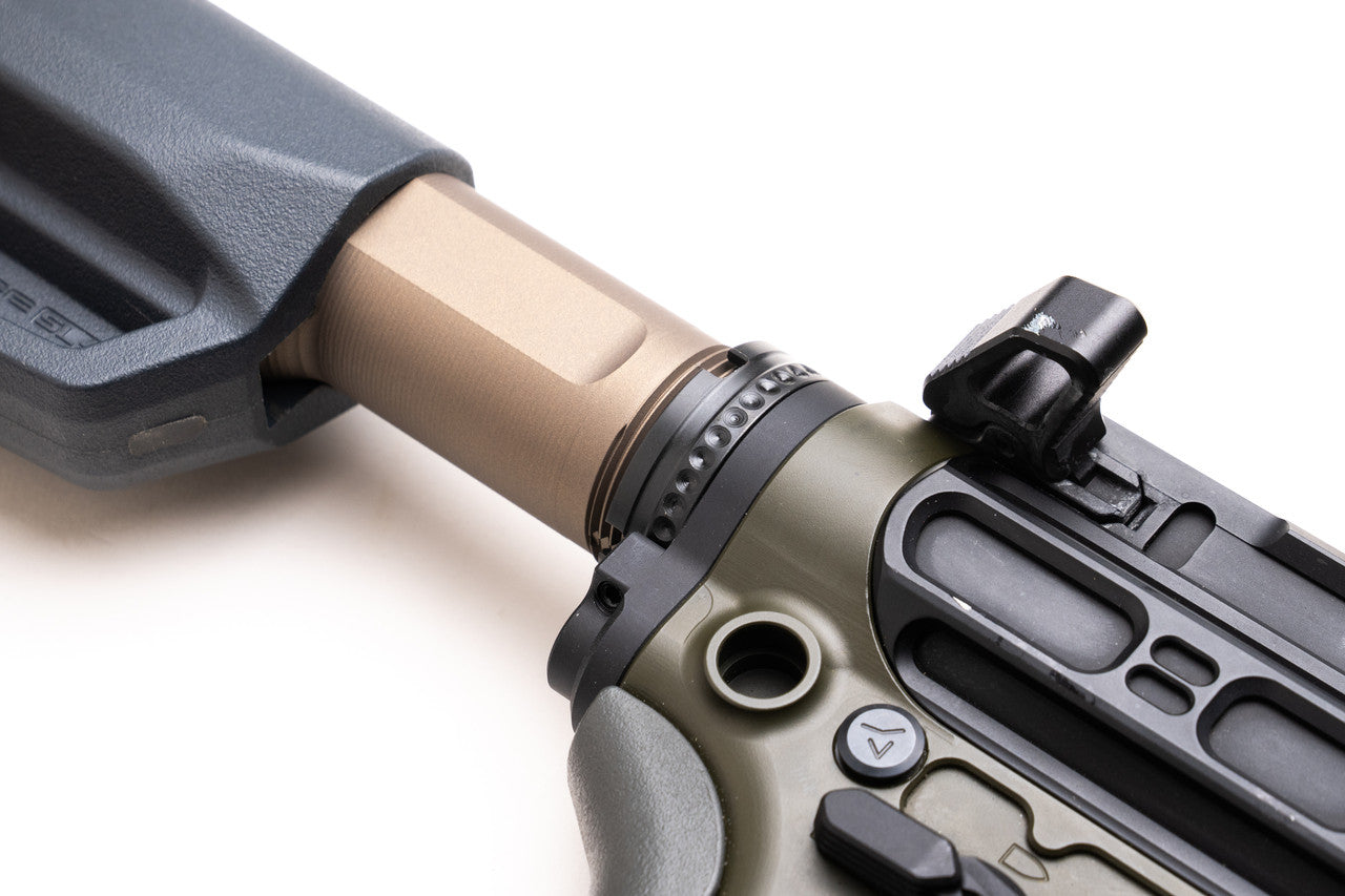 BUFFER TUBE, END PLATE & CASTLE NUT - BUFFER TUBE IS SMOKED BRONZE