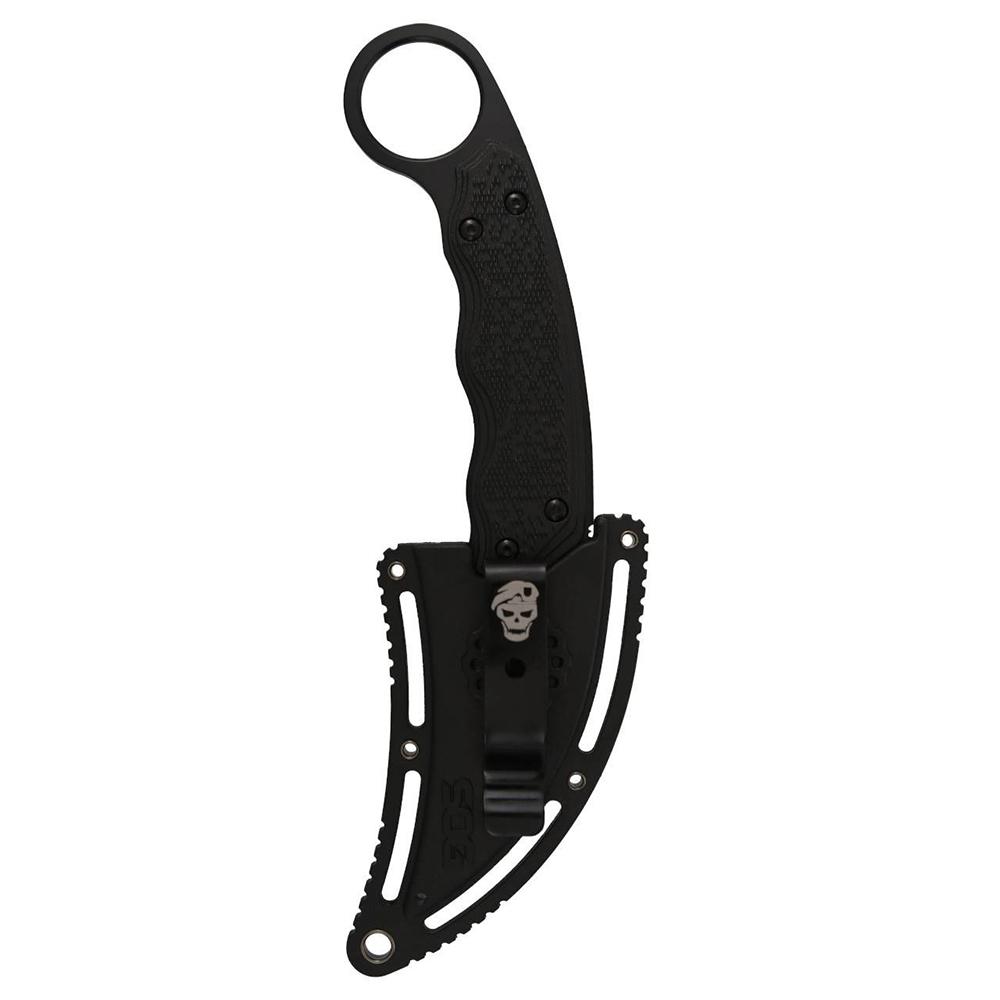 SOG Gambit Blackout Fixed Knife 2-3/5" Sheepsfoot Blade Black