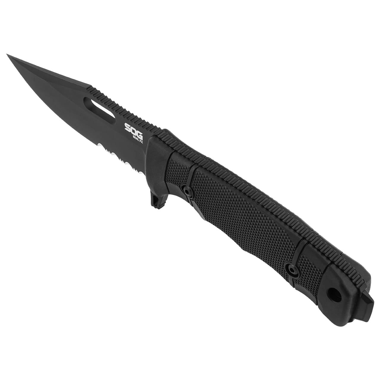 SOG SEAL FX Clip Point Knife 4.30" Blade Partially Serrated Black