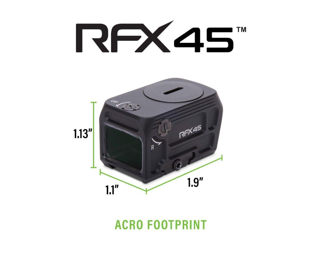 Viridian RFX45 Closed Emitter Green Dot Reflex Sight - ACRO Compatible INSTANT-On / Glock MOS Adapter