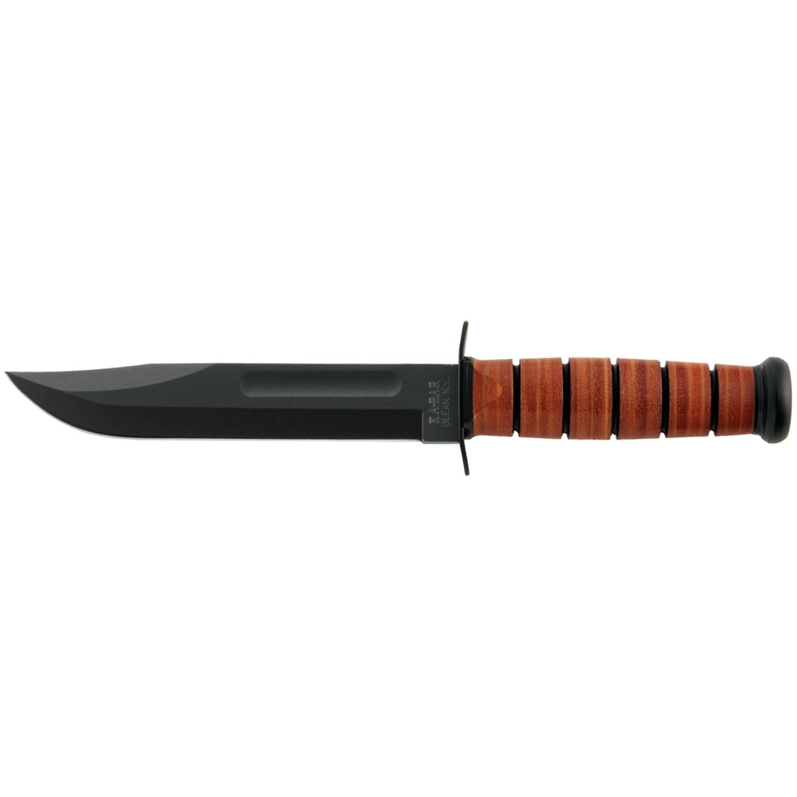 Ka-Bar USMC Fixed Knife 7" Clip Point Blade Brown with Sheath
