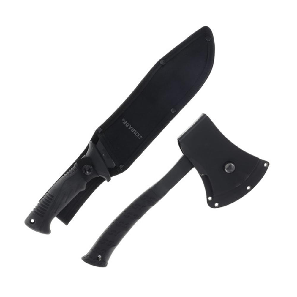 Schrade Machete Axe Combo 8-1/2" Machete Blade 3-2/5" Axe Blade Black