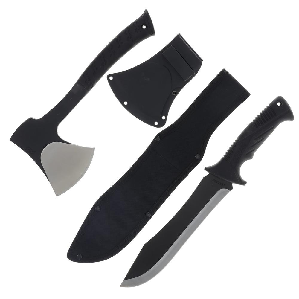 Schrade Machete Axe Combo 8-1/2" Machete Blade 3-2/5" Axe Blade Black