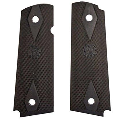 Hogue Colt Government Grips .45, 1911 Rubber Grips Panels, Checkered with Diamonds - Black