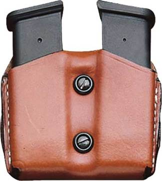 DESANTIS DOUBLE MAG POUCH OWB - LEATHER SIG P365 TAN