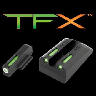 Truglo TFX Tritium/Fiber-Optic Day/Night Sights Fits Ruger SR9 / SR9C SR40 / SR40C SR45 - White Outline Front/Rear Green
